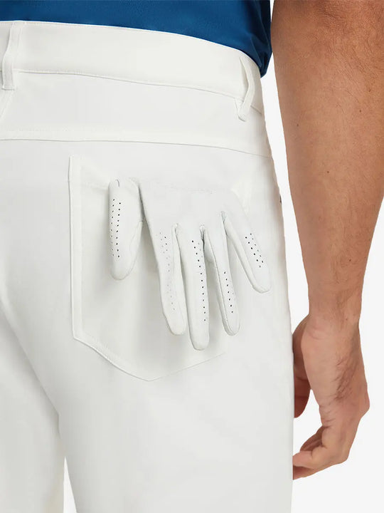 WHITE 4-way Stretch Performance Solid Shorts, back pocket holding golf glove, 7 Inch design